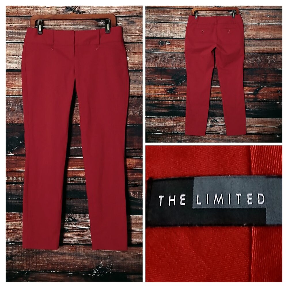 The Limited Pants 4 Exact Stretch Slim Ankle Low Rise Red Zipped Pockets